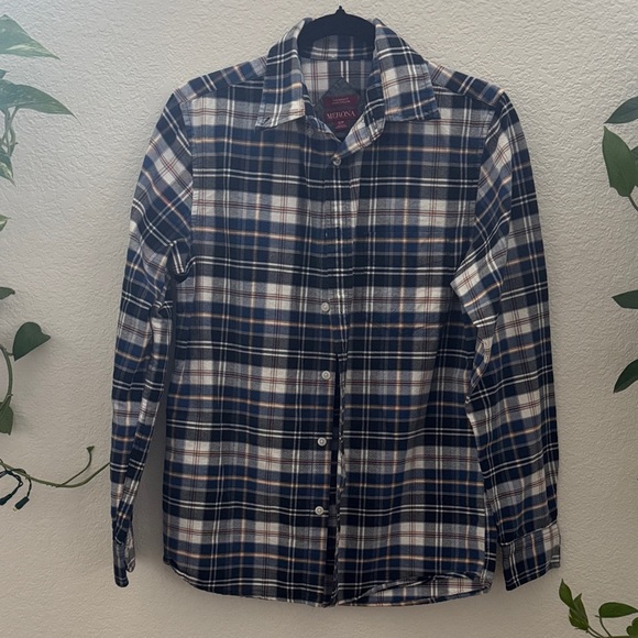 Merona Men’s Tailored Fit Plaid Button Down Shirt Blue Multicolor Size S - Picture 1 of 5